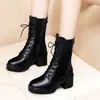 Botas Martin de Tacón Grueso de Piel Suave para Mujer, Botas de Media Caña para Mujer, Nuevo Estilo Otoño/Invierno 2026, Botas de Mujer Estilo Británico, Botas Versátiles de Celebridad de Internet, Botas de Jinete