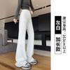 Calça de Moletom Flare Feminina 2026 Novo Estilo Primavera Outono Inverno Lã de Carneiro Cintura Alta Modeladora Flare Esportiva Longa