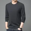 Moletom Masculino 2026 Primavera Novo Estilo Fino para Homens Jovens e de Meia-Idade, Camiseta de Manga Longa com Gola Redonda, Camisa Básica Casual Solta