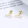 Pendientes de botón de hilo de perla de una palabra para mujer, plata de ley 925, modernos, personalizados, hebilla retorcida, perno para el cartílago del oído, estilo Harajuku, pendientes de rosca