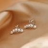 Pendientes de clip de oreja de perla estilo coreano de plata S925 para mujer, sin orificios, con diseño avanzado de hueso de oreja, elegantes y modernos.