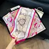 Pañuelo de Seda 70 Cuadrado Moda Coreana de Alta Gama Versátil Profesional Seda Sintética Pequeño Pañuelo de Cuello Estampado Retro Pañuelo de Seda para Mujer