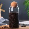 Suministro de fábrica Tanque de almacenamiento de tapón de bola de punto Botella de almacenamiento Tapón de bola sellado Tarro de té de vidrio