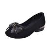 Sapatos de Malha Confortáveis para Mulheres, Camurça Respirável, Novo Estilo Verão e Outono 2026, Boca Rasa, Salto Baixo, Laço, Salto Baixo, Bico Redondo