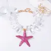 Moda Playera Casual Transfronteriza Europea y Americana Estilo Océano Exagerado Aleación Impresión Pintura en Spray Estrella de Mar Cangrejo Colgante Collar para Mujer