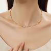 Acero de titanio collar multicolor corazón de melocotón acero inoxidable multicolor nicho europeo y americano color que no se desvanece cuentas redondas sexo femenino viento frío