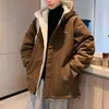 Chaqueta de Algodón de Marca de Moda Estilo Año Nuevo para Hombre Abrigo de Lana de Cordero Otoño/Invierno para Hombre Engrosado Cálido Reversible Ropa de Algodón Transfronterizo