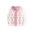 Colete Cardigan de Tricô para Meninas Primavera e Outono Suéter Quente Estilo Coreano Meninas Colete de Gola Redonda com Flores Pequenas Suéter Classe A