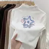 Ropa interior térmica para niñas Otoño Invierno Nueva Elegante Cuello Semi-Alto Forro Polar Ropa interior para niños Niña Pequeña Camiseta de Manga Larga con Volantes