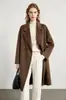 26 Otoño/Invierno Nuevo Maillard Retro Marrón Elegante Abrigo de Lana Cruzado Doble Abrigo de Lana Doble Cara 22953
