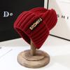 Moda Femenina Otoño e Invierno Estilo Coreano Sombrero de Lana Tejido Simple Versátil Sombrero Gorro Grueso Cálido Cortavientos Protección para los Oídos
