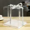 Caja para Pastel Completamente Transparente 4 Pulgadas 6 Pulgadas 8 Pulgadas 8 Pulgadas 10 Pulgadas 12 Pulgadas 14 Pulgadas Altura Doble Aumentada Bolso Caja de Empaque para Cumpleaños