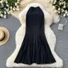 Falda de Malla con Costuras de Pescado para Mujer, de Estilo Frío y Elegante, Versátil para la Oficina, con Diseño, Elástica, Ajustada al Cuerpo