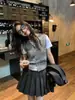 Chaleco sin mangas de cuello en V 100% Lana de Seda para Mujer Chaleco de Punto Sencillo Primavera Otoño Para Superponer Adelgazante Ropa Exterior