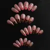 Uñas Portátiles de Flor Fresca de Venta Caliente Transfronteriza Europeas y Americanas Manicura Rosa Manchada Estampado de Leopardo Uñas Postizas Uñas Cortas Almendradas