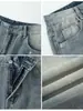 Calça Jeans Cropped Versátil Estampada de Estrela Estilo Americano Picante Transfronteiriça Verão Solta Emagrecedora Preguiçosa Perna Larga Comprimento Médio