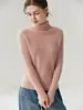Direto da fábrica, nova camisa base de malha 100% cashmere espessa para outono e inverno para mulheres, suéter com gola alta canelada para mulheres