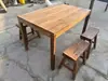 Mesa de Centro y Sillas Vintage, Mesa de Comedor Vieja de Madera de Olmo, Mesa Cuadrada Retro Original de Madera Maciza Desgastada, Taberna, Restaurante de Hot Pot, Mesa y Sillas para Casa de Huéspedes