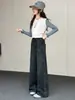 Pantalones de mezclilla de otoño para niñas, nuevo estilo 2026 para niños mayores, pantalones de pierna ancha bordados en el lateral, pantalones de pierna recta ajustados, pantalones de ropa para niños