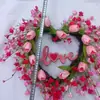 Amazon Transfronterizo Producto Nuevo Multicolor Flor Artificial Tulipán Corona Colgante de Puerta Romántica Corona de Tulipán Rosa