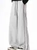 Calça de Moletom com Cordão Color Block e Listra Lateral para Homens e Mulheres, Design Amplo Emagrecedor, Estilo Preguiçoso, Calça Longa Casual Versátil