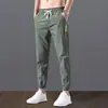 Pantalones de Seda de Hielo para Hombre Verano 2024 Nuevos Holgados Talla Grande Pantalones Cintura Elástica Delgados Elásticos Pantalones Casuales de 9 Puntos