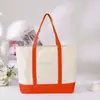 Bolsa de lona personalizada para uso transfronteiriço, mini bolsa tote de lona natural estampada, bolsa de cosméticos criativa ecológica em patchwork