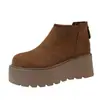 Botas de neve femininas 2026 botas curtas de tornozelo com forro de lã sola grossa para pessoas baixas novo estilo botas curtas quentes inverno aumento de altura cor camelo