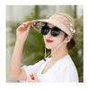 Nuevo sombrero de copa vacío de verano de ala grande a prueba de sol para exteriores sombrero de sol a prueba de sol para mujer sombrero plegable de perla venta al por mayor de fábrica