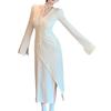 Vestido Elegante de Estilo Coreano 2026 con Ceñidor en la Cintura, Nuevo Nicho, Favorecedor para Figura de Dama Madura, Manga Larga, Caída Suelta, Cuello en V con Abertura para Mujer