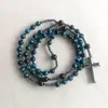 Collar Retro Religioso Personalizado No Magnético Transfronterizo Europeo y Americano Colgante de Piedra Natural con Cuentas Hecho a Mano Rosario