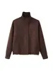 Para Exportación Transfronteriza Spot 2025 Chaqueta de Mujer Otoño Cremallera Gamuza Cuello Alto Manga Larga