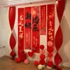 Conjunto de Decoração de Quarto de Casamento para o Noivo e a Noiva, Decoração de Fundo para Quarto e Sala de Estar de Casa Nova, Faixa de Guirlanda com Caracteres de Dupla Felicidade para Casamento