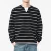 2025 Nova Blusa de Moletom Listrada Retro Americana Falsa de Duas Peças para Homens na Cor Preto e Café, Em Estoque, Pulôver Casual