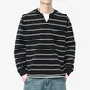 Ropa para Hombre Fengshe / 2026 Primavera y Otoño Nueva Sudadera Rayada Retro Americana Holgada Falsa de Dos Piezas para Hombre