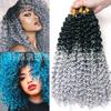 Peruca de Trança Suja Ondulada Pequena Cabeça Explosiva Europeia e Americana Extensão de Cabelo Sete Cores Gradiente Preto Prata Cinza Cabelo de Crochê