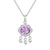 Collar de Plata de Ley S925 para Mujer con Colgante de Candado de Paz de Amatista Natural, Nuevo Estilo Chino Campana Ruyi Borla Cadena de Clavícula de Diamante