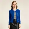Nuevo cárdigan de punto liso para otoño e invierno para mujer, prenda exterior holgada de cuello redondo, chaqueta suéter corta