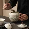 Dunhuang Fengling Ru Kiln Recipiente de Cerâmica para Chá Grande Selado Pote para Armazenamento de Chá Pote Vazio Pote Selado para Uso Doméstico