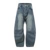 Jeans Azul Lavado Retrô Americano Unissex Moderno Versátil Solto Casual Cleanfit Calças Cimitarra