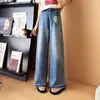 Vem com um Filtro Emagrecedor de Pernas! Calça Wide-Leg Desfiada de Tencel com Toque Fresco para o Verão, Calça Jeans Reta Leve de Liocel