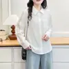 Especial 100 kg Tallas Grandes Otoño Temprano Nueva Moda Estilo Coreano Camisa Hueca de Patchwork, Blusa Elegante para Mujer 0956