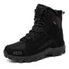 Novos calçados masculinos para caminhadas ao ar livre, botas de combate de cano alto de tamanho grande, além de botas táticas de veludo, sapatos casuais selvagens para atividades ao ar livre