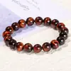 Pulsera de Piedra Ojo de Tigre Amarillo con Patrón de Rayo Natural de Venta Caliente Transfronteriza para Hombres y Mujeres, Pulsera Simple de una Sola Vuelta con Cuentas Redondas, Al por Mayor en Stock
