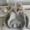Moletom com Capuz Forrado de Lã Transfronteiriço para Crianças Sudadera Estilo Coreano Outono e Inverno 2025 para Meninos e Meninas Moletom Espesso e Quente para Bebês