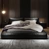 Couro Pique de Tofu Italiano Cabeceira de Cama Camada Couro de Vaca Luxo Leve Moderno Minimalista Encosto Alto Bolsa Macia Cama de Casal Dupla Quarto Principal
