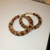 Pendientes Colgantes de Flor con Estampado de Leopardo Manchado de Resina Aguja de Plata Lujo Accesible Pendientes de Gama Alta Moda Retro Pendientes Versátiles para Mujer