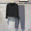Camisa Preta Masculina Primavera e Verão Manga Comprida Coreano Moda Duffy Bonito dk Jaqueta Masculina Casual Camisa Masculina Outono Branca