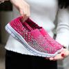 Zapatos de mujer tejidos informales, transpirables y bajos, de primavera y verano, 2021. Nueva moda, zapatos tejidos para exteriores, zapatos casuales de moda para mujer.