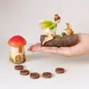 Oferta Especial: Casa de Cogumelo Artesanal em Resina com Tronco de Árvore, Coelho e Decorações de Fada das Flores para Pátio, Jardim, Bonsai, Decoração Externa